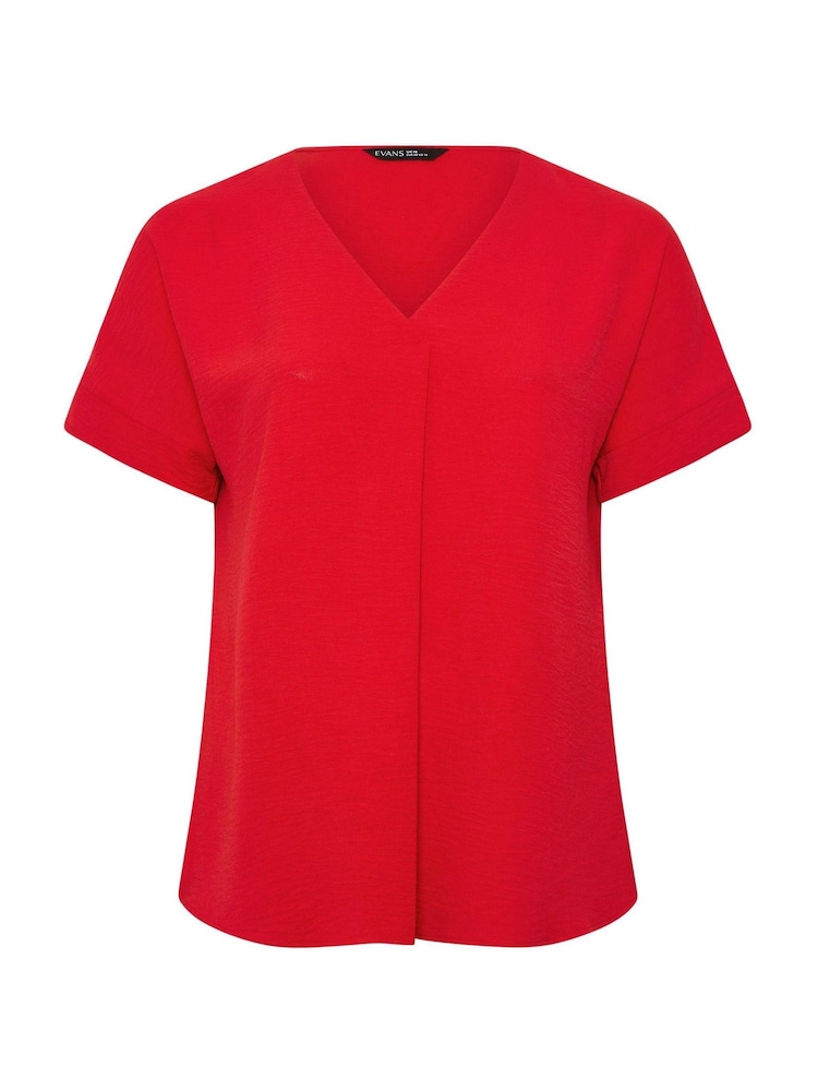 Evans Red Short Sleeve Notch Neck Airflow Top - Image 5 of 5