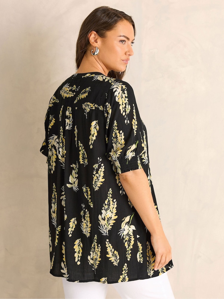 Evans Black Short Sleeve Pintuck Boho Top - Image 2 of 5