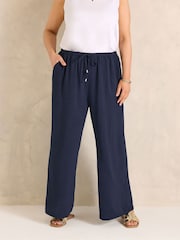 Evans Blue Wide Leg Airflow Trousers - Image 1 of 5