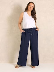 Evans Blue Wide Leg Airflow Trousers - Image 2 of 5