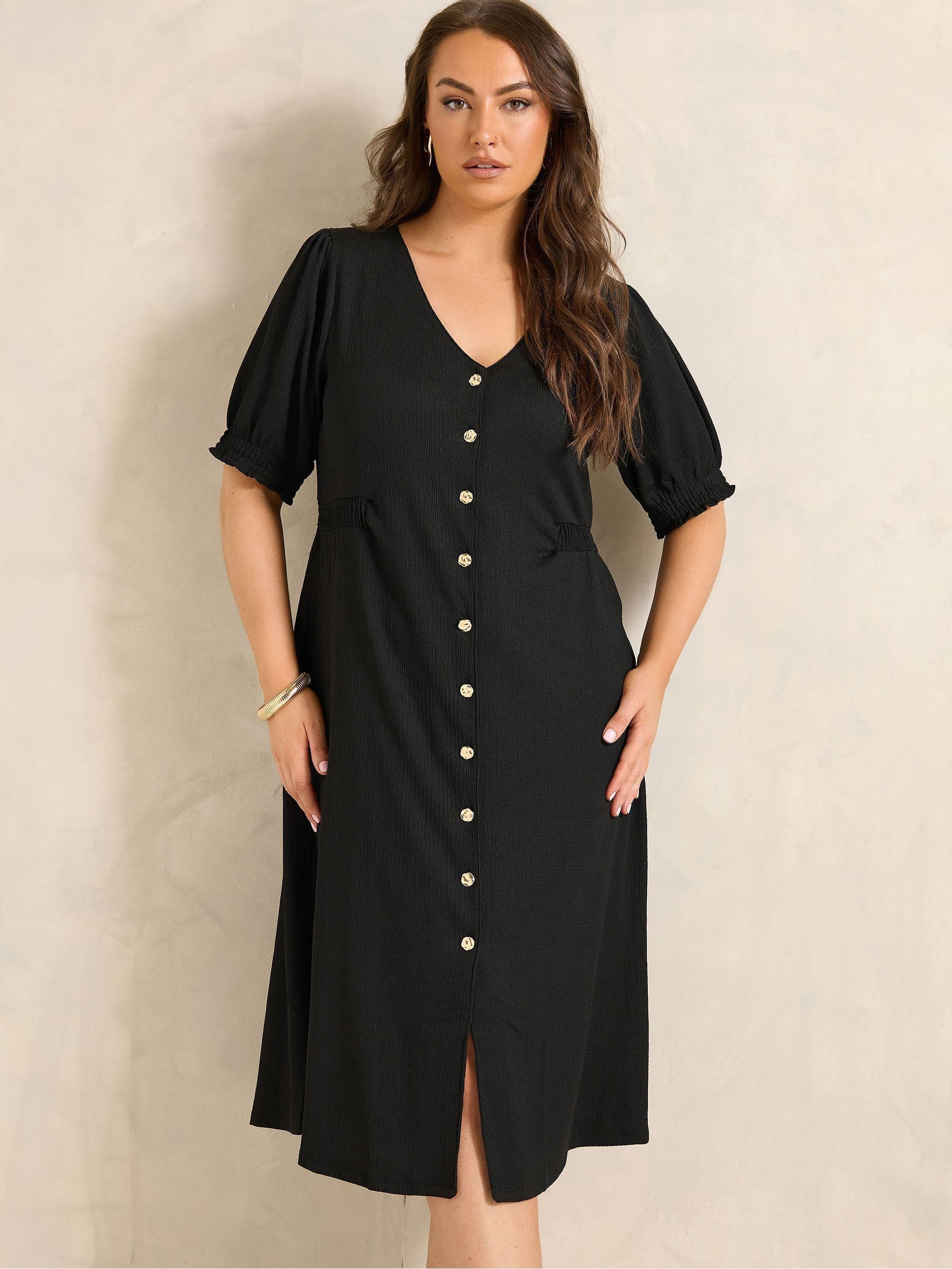 Evans Women's Black Button Through Midi Dress In | Size: 30-32 - Image 2