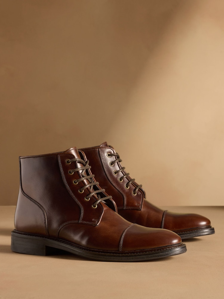 ブラウンレザー - Russell & Bromley Portobello レースアップブーツ - 画像 1 / 7