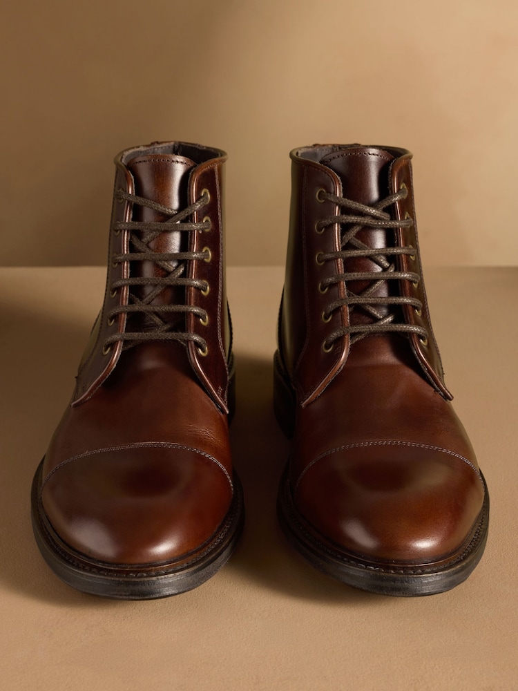 Buy Russell & Bromley Brown Leather Portobello Lace-Up Boots  display picture 3