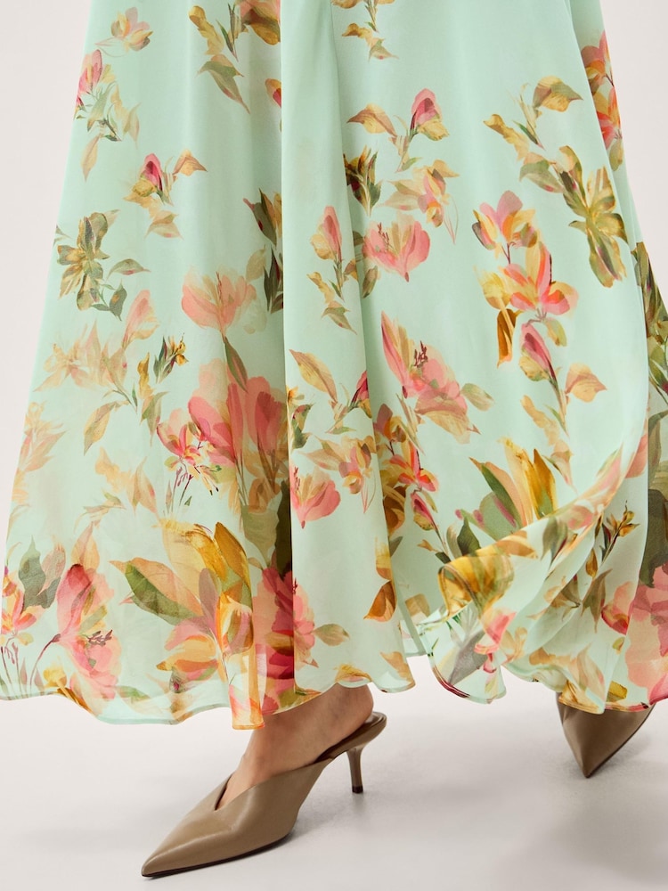 Monsoon Green Aimee Floral Print Ruffle Maxi Dress - Image 2 of 5 Monsoon Green Aimee Floral Print Ruffle Maxi Dress - Image 2 of 5