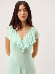 Monsoon Green Aimee Floral Print Ruffle Maxi Dress - Image 4 of 5