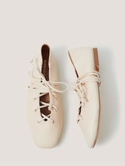 Monsoon Cream Grace Ghillie Flat Shoes - Image 1 of 3