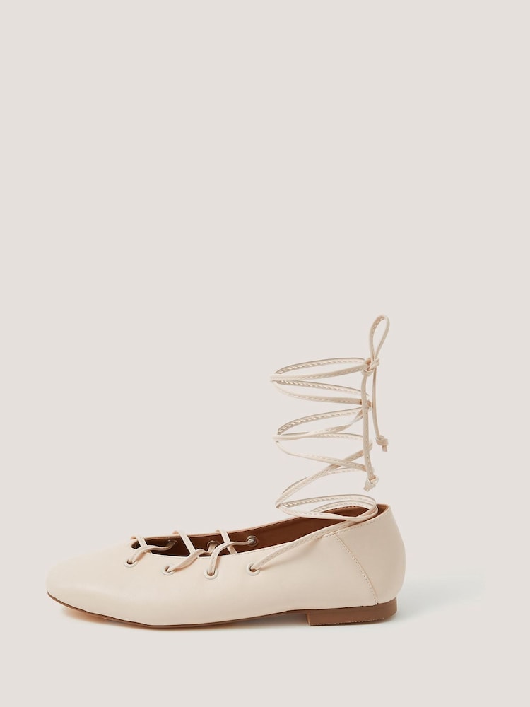 Monsoon Cream Grace Ghillie Flat Shoes - Image 2 of 3