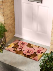 Poodle & Blonde Pink Pansy Door Mat - Image 1 of 4