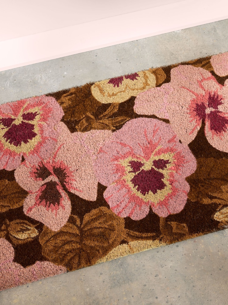 Poodle & Blonde Pink Pansy Door Mat - Image 2 of 4 Poodle & Blonde Pink Pansy Door Mat - Image 2 of 4
