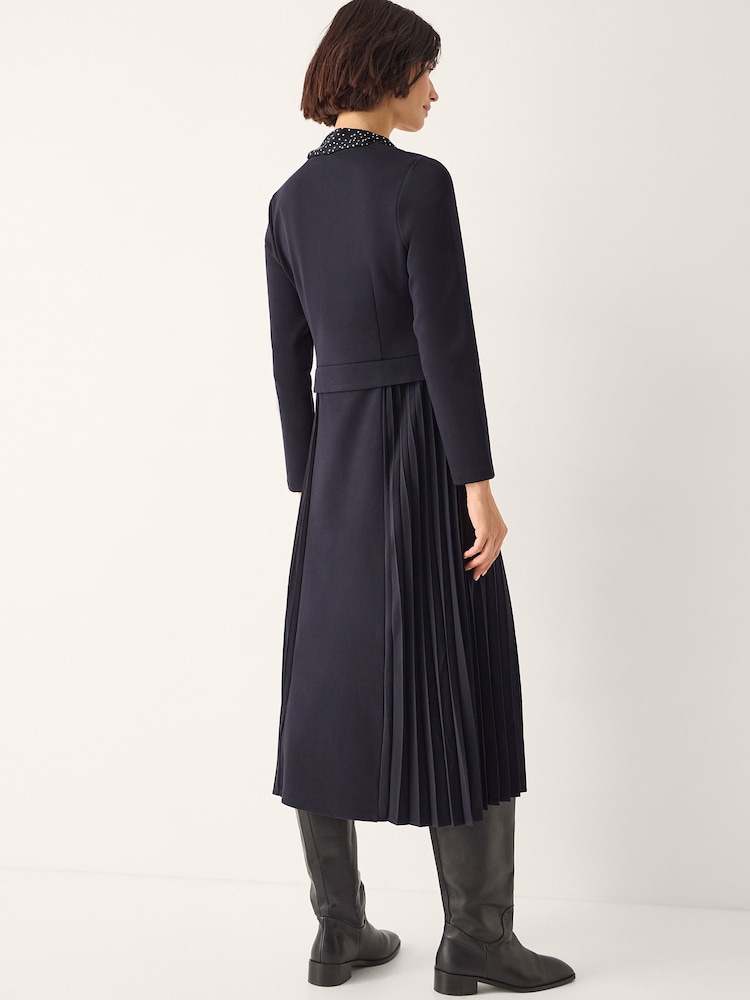 Monsoon Blue Jessie Jersey Pleat Midi Dress & Scarf Set - Image 2 of 6 Monsoon Blue Jessie Jersey Pleat Midi Dress & Scarf Set - Image 2 of 6