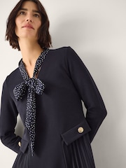 Monsoon Blue Jessie Jersey Pleat Midi Dress & Scarf Set - Image 3 of 6