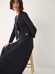 Monsoon Blue Jessie Jersey Pleat Midi Dress & Scarf Set - Image 4 of 6