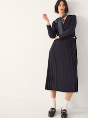 Monsoon Blue Jessie Jersey Pleat Midi Dress & Scarf Set - Image 5 of 6