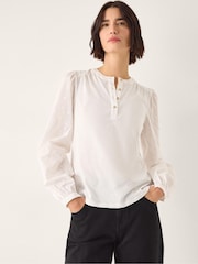Monsoon Cream Flossy Embroidered Sleeve Top - Image 1 of 6