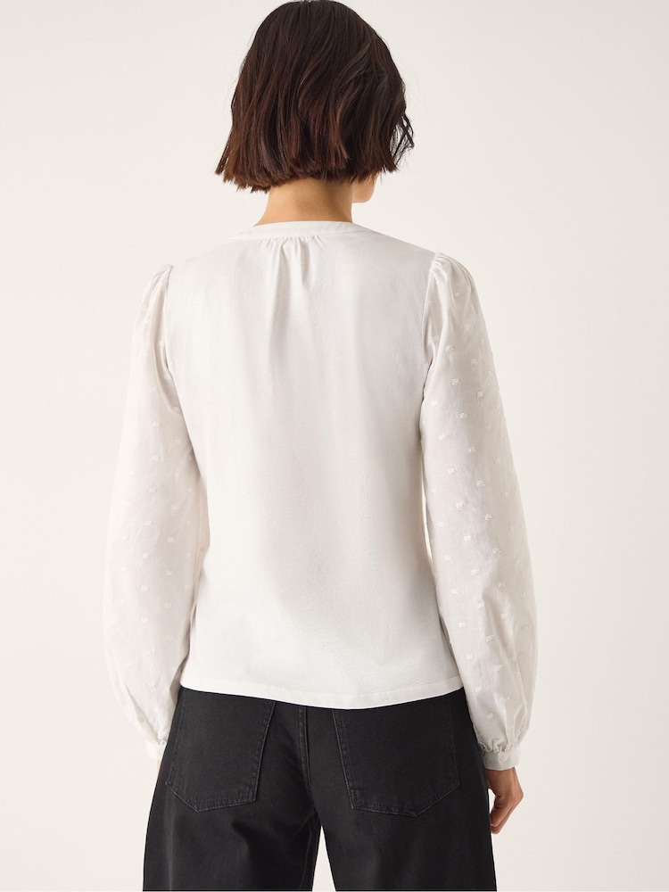 Monsoon Cream Flossy Embroidered Sleeve Top - Image 2 of 6 Monsoon Cream Flossy Embroidered Sleeve Top - Image 2 of 6