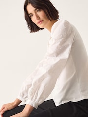 Monsoon Cream Flossy Embroidered Sleeve Top - Image 5 of 6