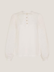 Monsoon Cream Flossy Embroidered Sleeve Top - Image 6 of 6