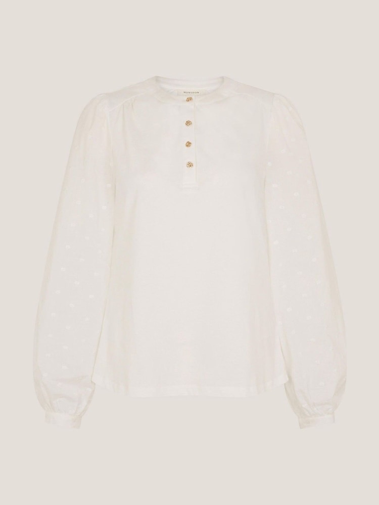 Monsoon Cream Flossy Embroidered Sleeve Top - Image 6 of 6 Monsoon Cream Flossy Embroidered Sleeve Top - Image 6 of 6
