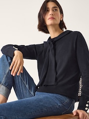 Monsoon Blue Nila Neck Tie Jumper - Image 1 of 5