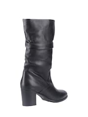 Hush Puppies Black Cosima Leather Ruched Boots - Image 2 of 5