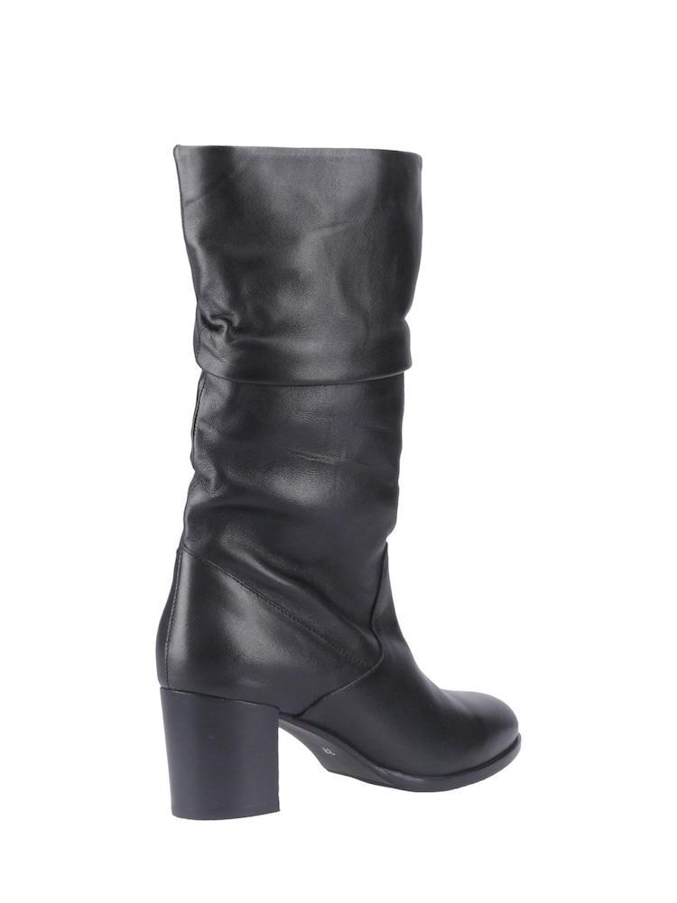 Hush Puppies Black Cosima Leather Ruched Boots - Image 2 of 5