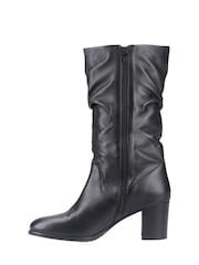 Hush Puppies Black Cosima Leather Ruched Boots - Image 4 of 5