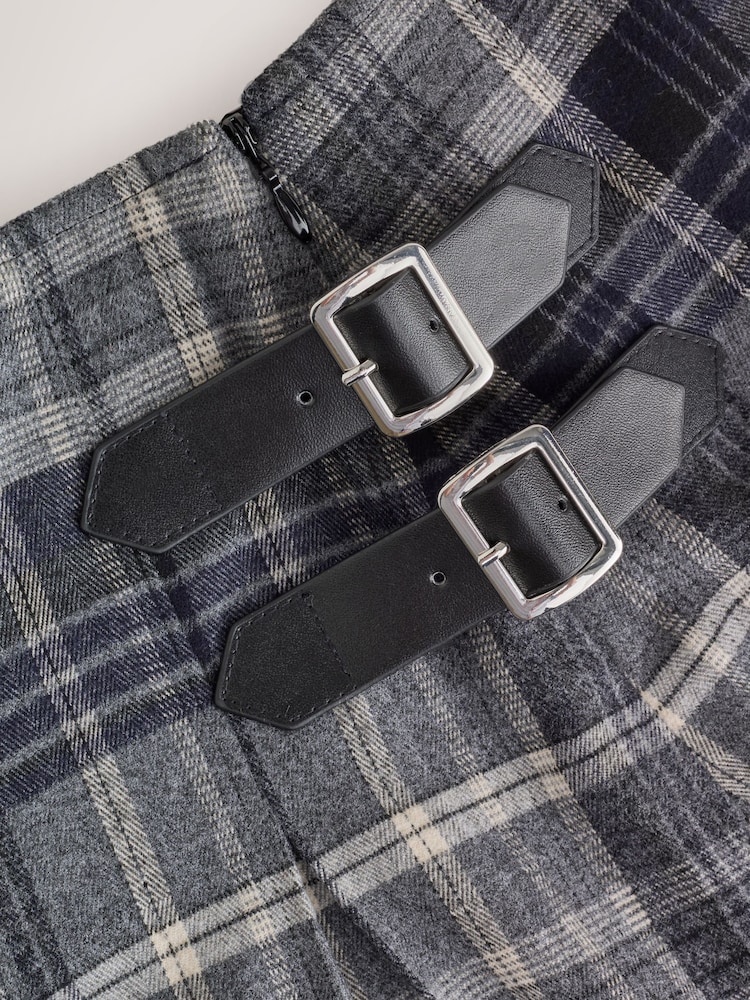 Grå/Blå rutete - N. Premium Kilt Midi Skirt - Bilde 10 av 10