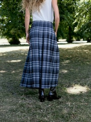 Grå/Blå rutete - N. Premium Kilt Midi Skirt - Bilde 6 av 10