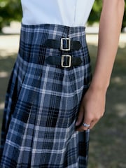 Grå/Blå rutete - N. Premium Kilt Midi Skirt - Bilde 7 av 10