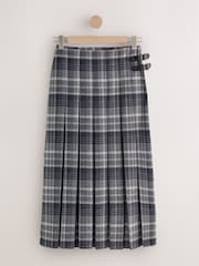 Grå/Blå rutete - N. Premium Kilt Midi Skirt - Bilde 8 av 10
