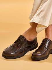 Hush Puppies Brown Verity Hi Shine Brogue Shoes - Image 1 of 6