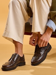 Hush Puppies Brown Verity Hi Shine Brogue Shoes - Image 2 of 6