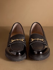 Russell & Bromley Black Westminster Snaffle Lug Sole Loafers - Image 2 of 7