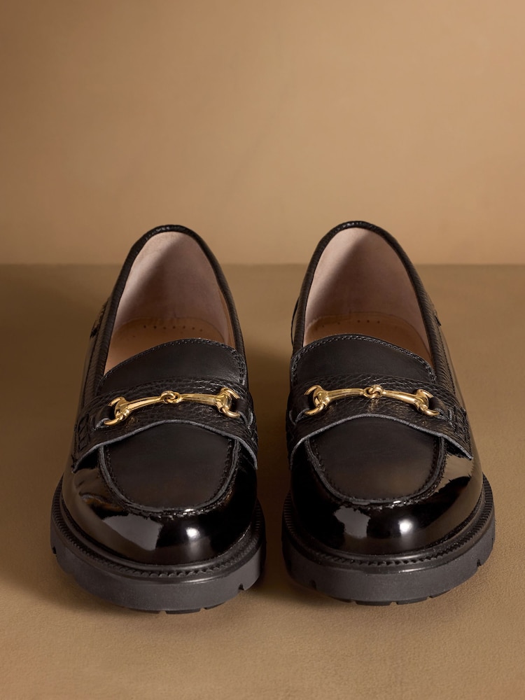 Russell & Bromley Black Westminster Snaffle Lug Sole Loafers - Image 2 of 7