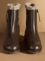 Russell & Bromley Brown Lake Size Zip Faux Fur Lined Boots - Image 3 of 7