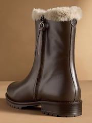 Russell & Bromley Brown Lake Size Zip Faux Fur Lined Boots - Image 4 of 7