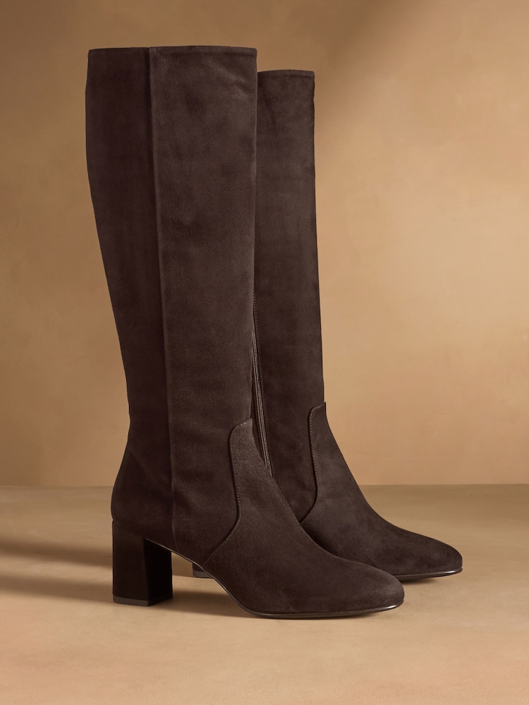 Brun - Russell & Bromley Upton Tall knæhøje støvler med blokhæl - Billede 1 af 7