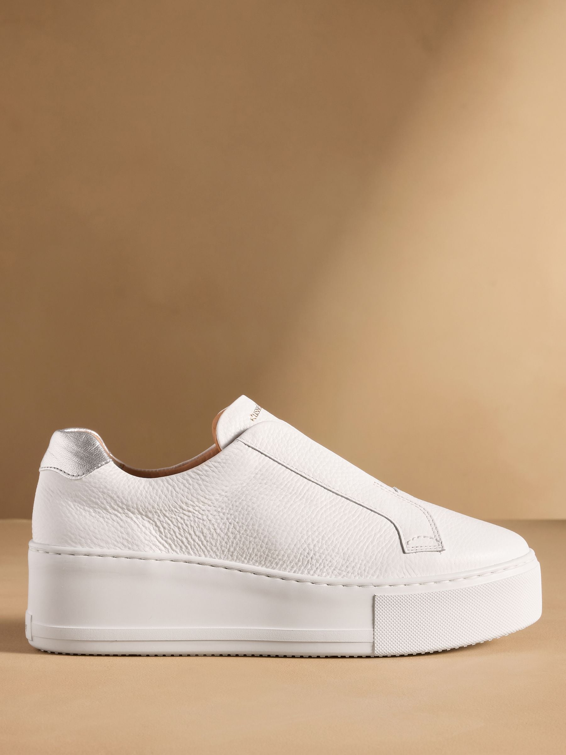 Buy Russell & Bromley White Park Mid Flatform Laceless  Russell & Bromley White Slip-On Leather Sneakers main image 1