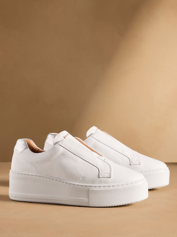 Russell & Bromley White Park Up Laceless Flatform Trainers - Image 2 of 7