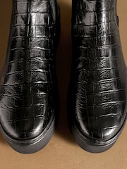 Russell & Bromley Black Croc Embossed Park Way Flatform Chelsea Boots - Image 7 of 7