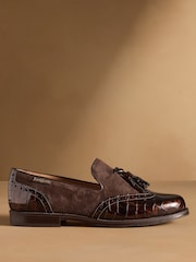 Russell & Bromley Brown Tassel Brogue Loafers - Image 2 of 7