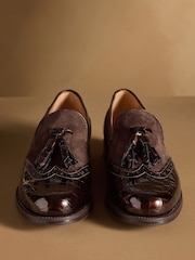 Russell & Bromley Brown Tassel Brogue Loafers - Image 3 of 7