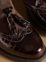 Russell & Bromley Brown Tassel Brogue Loafers - Image 4 of 7