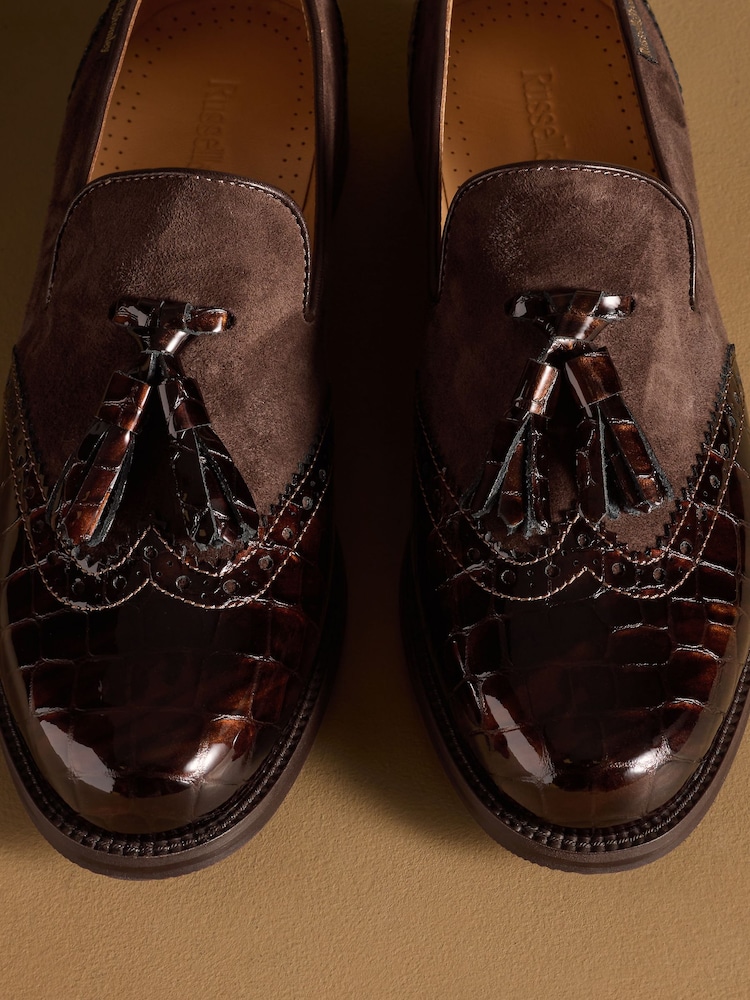Russell & Bromley Brown Tassel Brogue Loafers - Image 7 of 7 Russell & Bromley Brown Tassel Brogue Loafers - Image 7 of 7