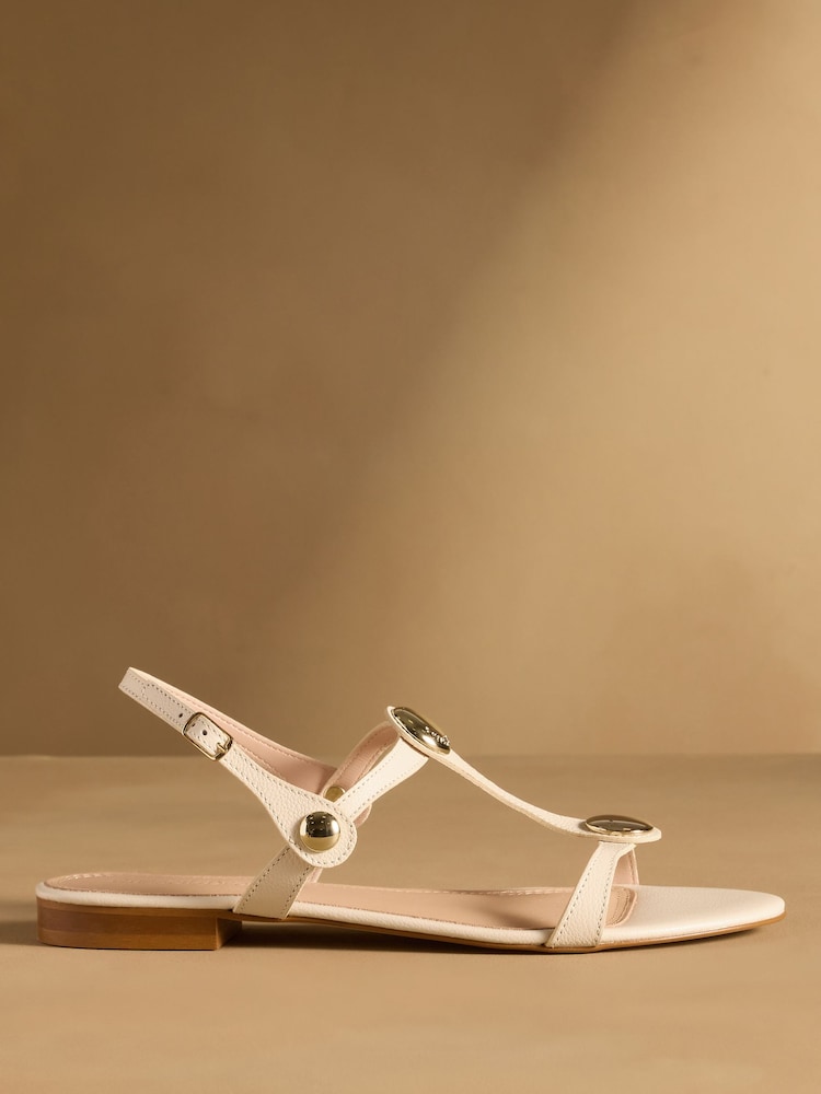 Russell & Bromley White Lauren Disc Trim Sandals - Image 2 of 7