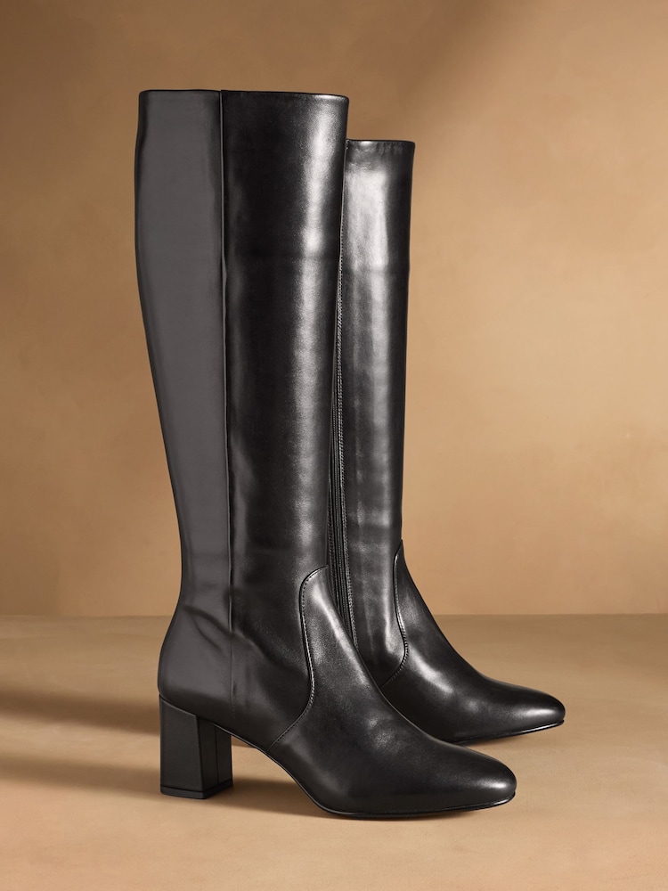 Sort - Russell & Bromley Upton Tall knæhøje støvler med blokhæl - Billede 1 af 7