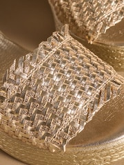 Russell & Bromley Gold Liberate Woven Platform Sandals - Image 4 of 7