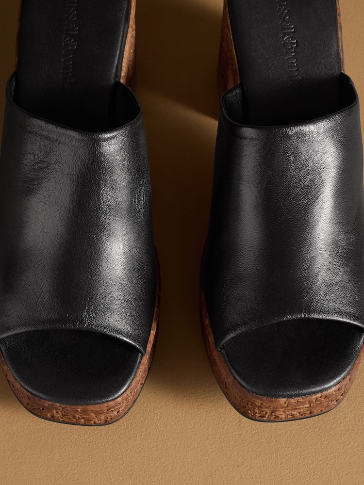 Russell & Bromley Black Brook Cork Platform Mules - Image 7 of 7