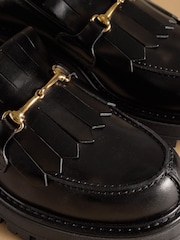 Russell & Bromley Black Mossley Fringe Loafers - Image 4 of 7