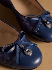 Russell & Bromley Blue Charming Ballet Pumps - Image 8 of 11
